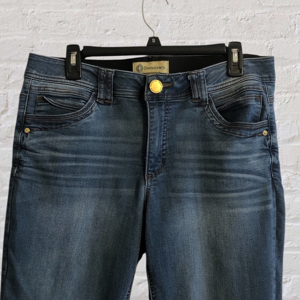 Democracy “Ab” Technology Mid-Rise Skinny Leg Jeans Sz 12 Médium Wash Stretchy